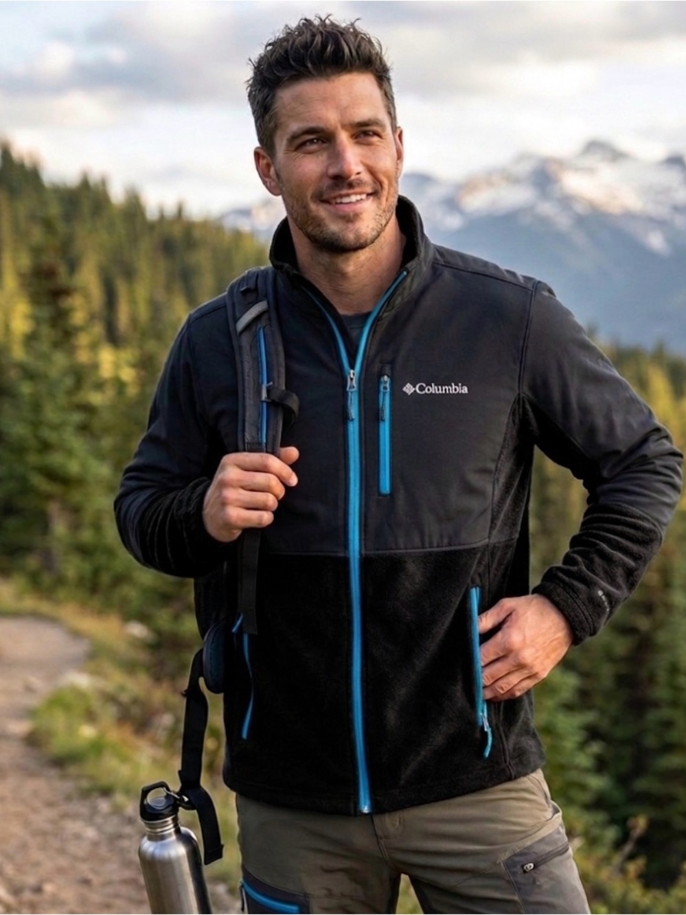 COLUMBIA Black Soft Shell & Fleece Jacket